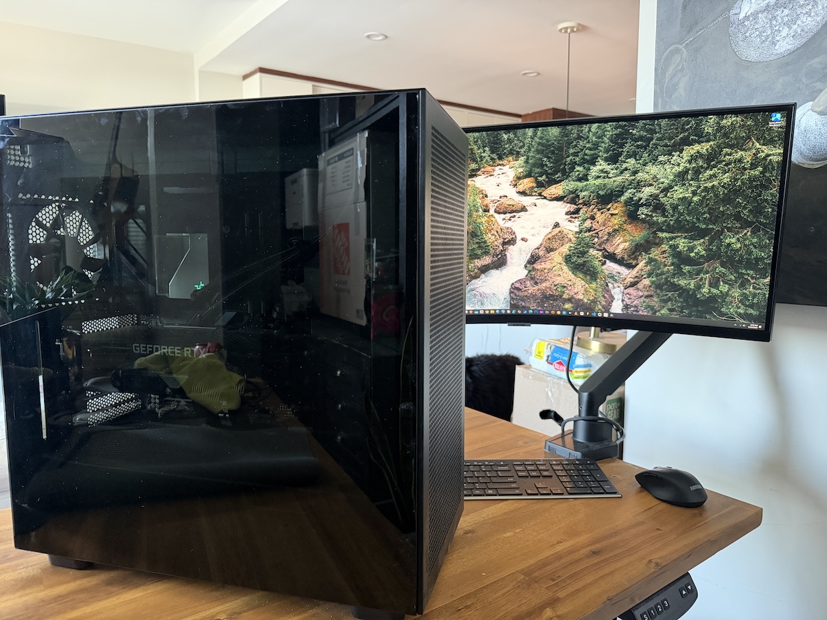 Full build next to monitor